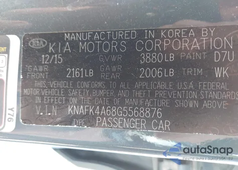 2016 Kia Forte Lx from USA, damaged, VIN KNAFK4A68G5568876